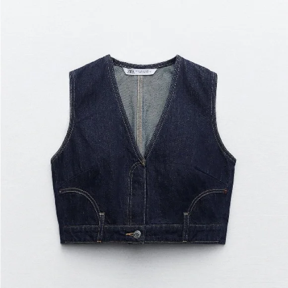 NEW! Zara Dark Denim TRF Vest - Picture 2 of 13